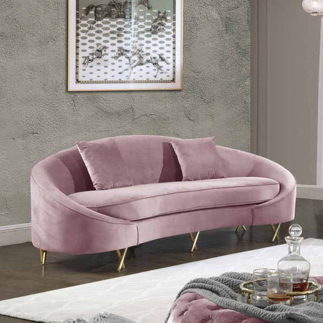 Meridian Furniture - Serpentine 3 Piece Living Room Set In Pink - 679Pink-S-3Set