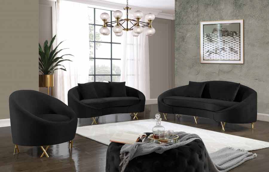 Meridian Furniture - Serpentine Velvet Chair In Black - 679Black-C