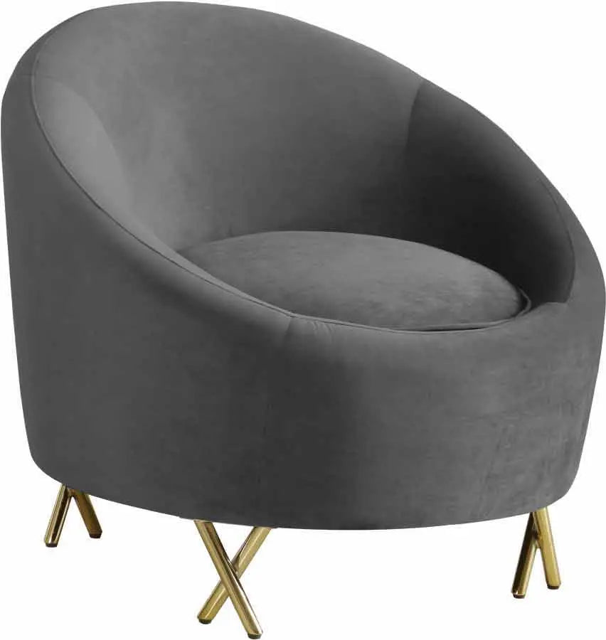 Meridian Furniture - Serpentine Velvet Chair In Grey - 679Grey-C