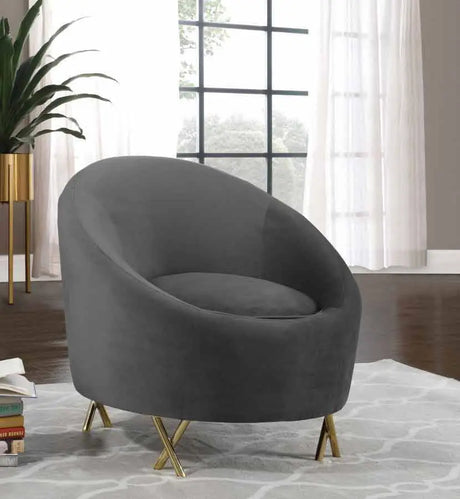 Meridian Furniture - Serpentine Velvet Chair In Grey - 679Grey-C