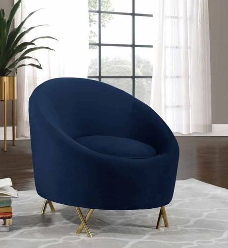 Meridian Furniture - Serpentine Velvet Chair In Navy - 679Navy-C