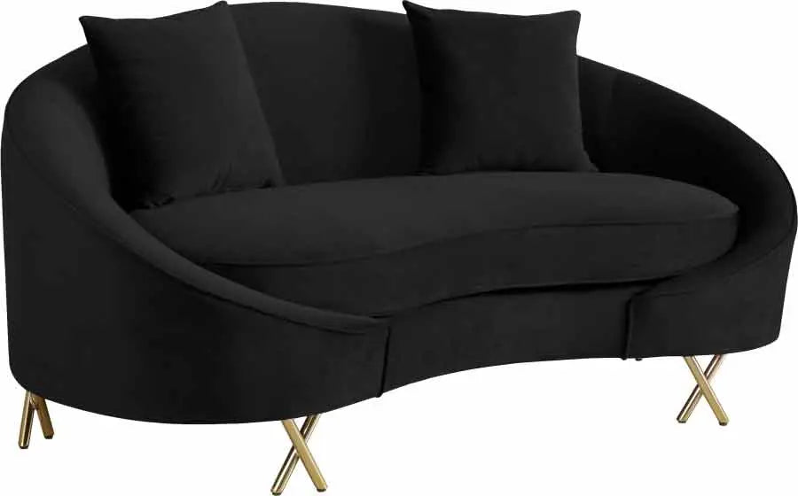 Meridian Furniture - Serpentine Velvet Loveseat In Black - 679Black-L