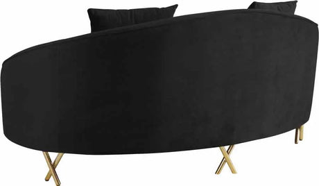 Meridian Furniture - Serpentine Velvet Loveseat In Black - 679Black-L