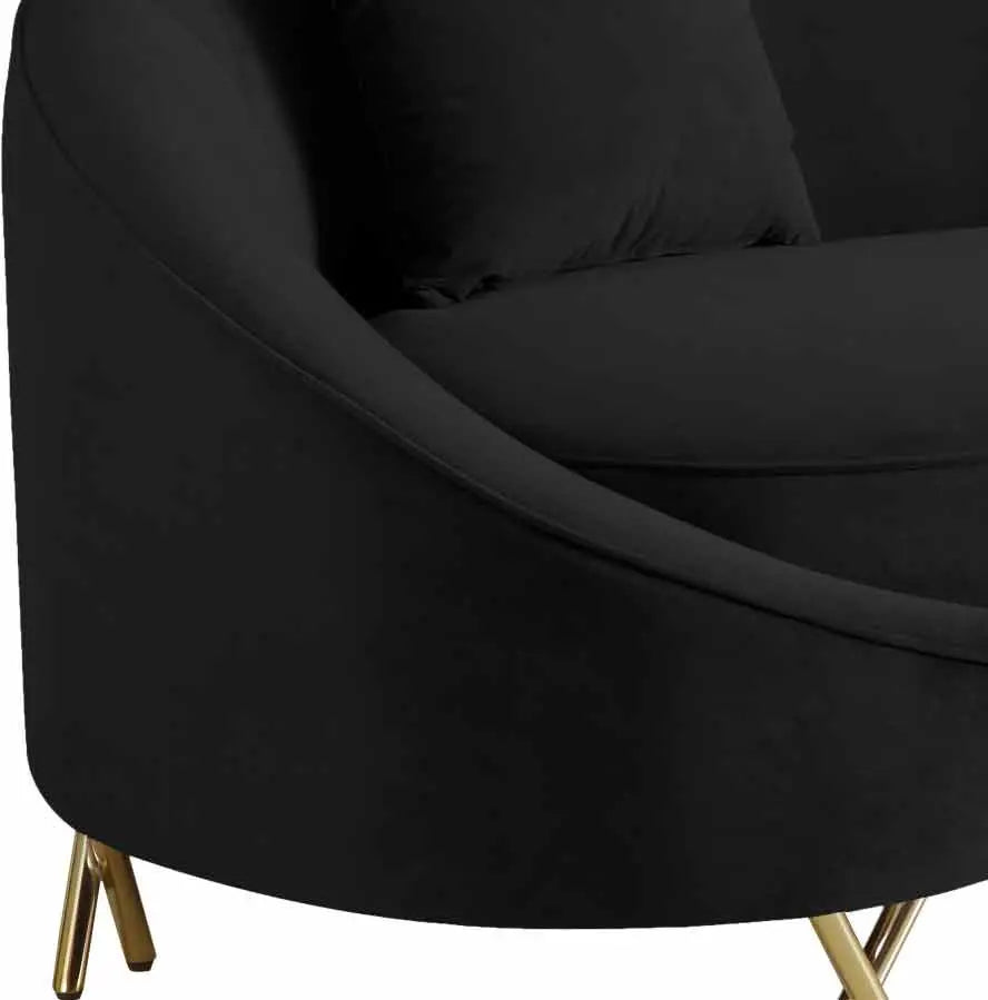 Meridian Furniture - Serpentine Velvet Loveseat In Black - 679Black-L