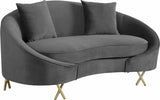 Meridian Furniture - Serpentine Velvet Loveseat In Grey - 679Grey-L