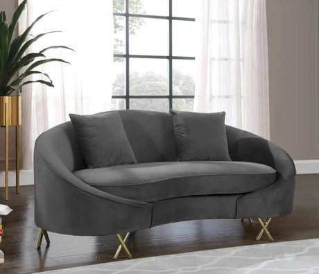 Meridian Furniture - Serpentine Velvet Loveseat In Grey - 679Grey-L