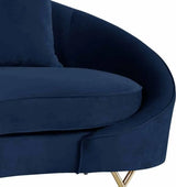 Meridian Furniture - Serpentine Velvet Loveseat In Navy - 679Navy-L