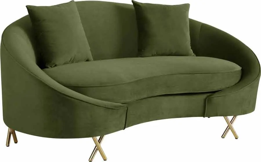 Meridian Furniture - Serpentine Velvet Loveseat In Olive - 679Olive-L