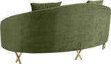 Meridian Furniture - Serpentine Velvet Loveseat In Olive - 679Olive-L