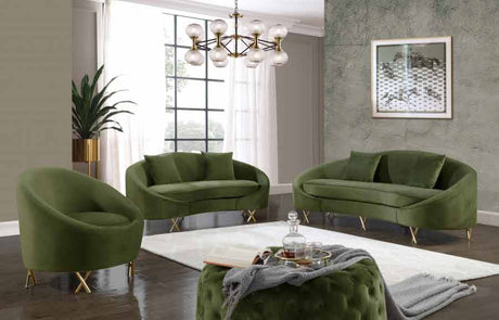 Meridian Furniture - Serpentine Velvet Loveseat In Olive - 679Olive-L