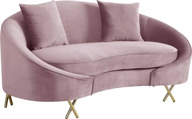 Meridian Furniture - Serpentine Velvet Loveseat In Pink - 679Pink-L