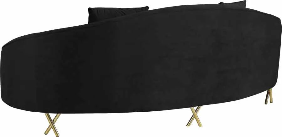 Meridian Furniture - Serpentine Velvet Sofa In Black - 679Black-S