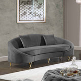 Meridian Furniture - Serpentine Velvet Sofa In Grey - 679Grey-S