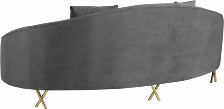 Meridian Furniture - Serpentine Velvet Sofa In Grey - 679Grey-S