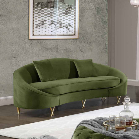 Meridian Furniture - Serpentine Velvet Sofa In Olive - 679Olive-S