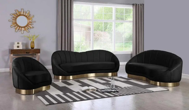 Meridian Furniture - Shelly 3 Piece Living Room Set In Black - 623Black-S-3Set