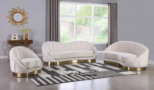 Meridian Furniture - Shelly 3 Piece Living Room Set In Cream - 623Cream-S-3Set