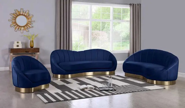 Meridian Furniture - Shelly 3 Piece Living Room Set In Navy - 623Navy-S-3Set