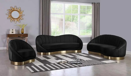 Meridian Furniture - Shelly Velvet Chaise In Black - 623Black-Chaise