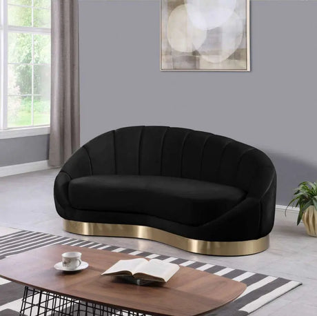 Meridian Furniture - Shelly Velvet Chaise In Black - 623Black-Chaise