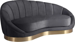 Shelly Velvet Chaise In Grey - 623Grey-Chaise | Meridian
