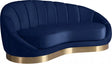 Shelly Velvet Chaise In Navy - 623Navy-Chaise | Meridian