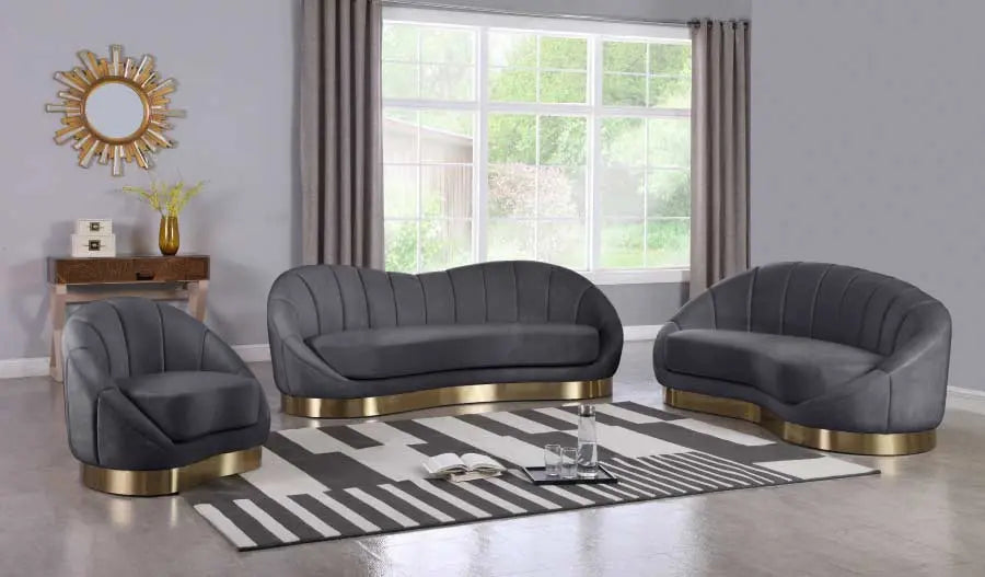 Meridian Furniture - Shelly Velvet Sofa In Grey - 623Grey-S