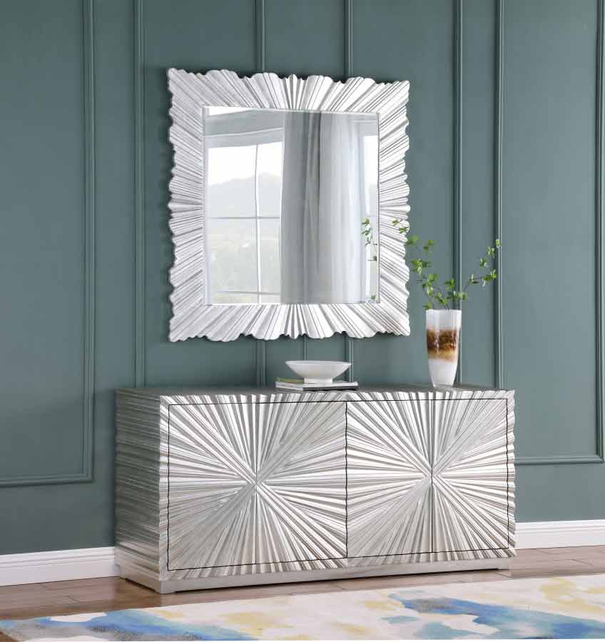 Meridian Furniture - Silverton Mirror In Silver Leaf - 448-M