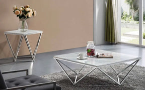 Skyler 3 Piece Occasional Table Set In Chrome - 244-3Set | Meridian - sold by Home Elegance USA