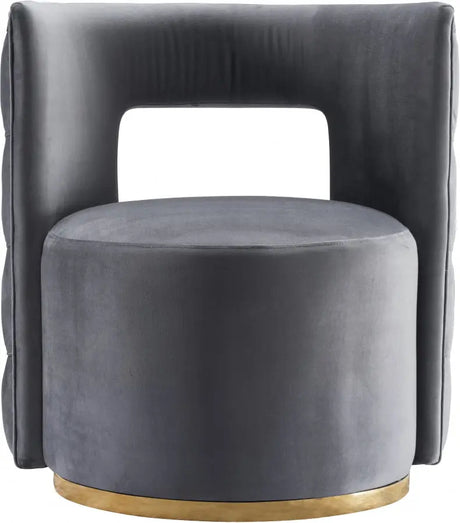 Meridian Furniture - Theo Velvet Accent Chair In Grey - 594Grey