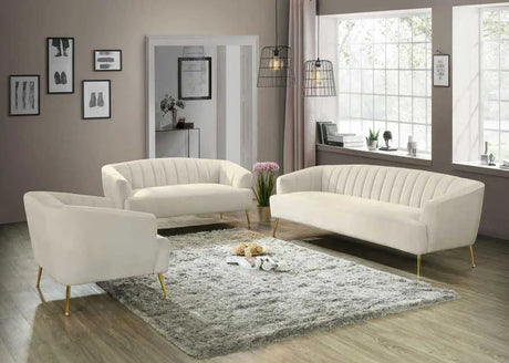 Meridian Furniture - Tori 3 Piece Living Room Set In Cream - 657Cream-S-3Set