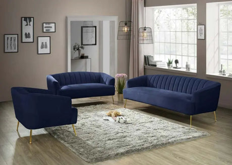 Meridian Furniture - Tori 3 Piece Living Room Set In Navy - 657Navy-S-3Set