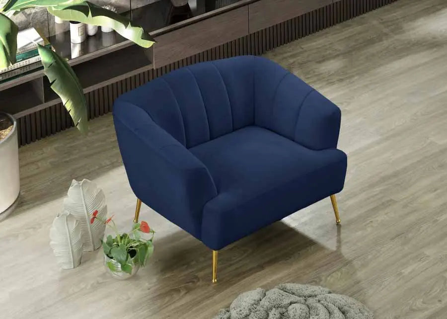 Meridian Furniture - Tori 3 Piece Living Room Set In Navy - 657Navy-S-3Set