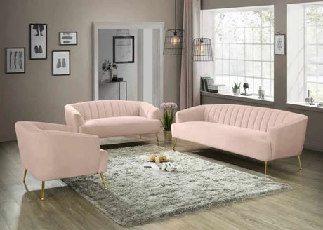 Meridian Furniture - Tori 3 Piece Living Room Set In Pink - 657Pink-S-3Set