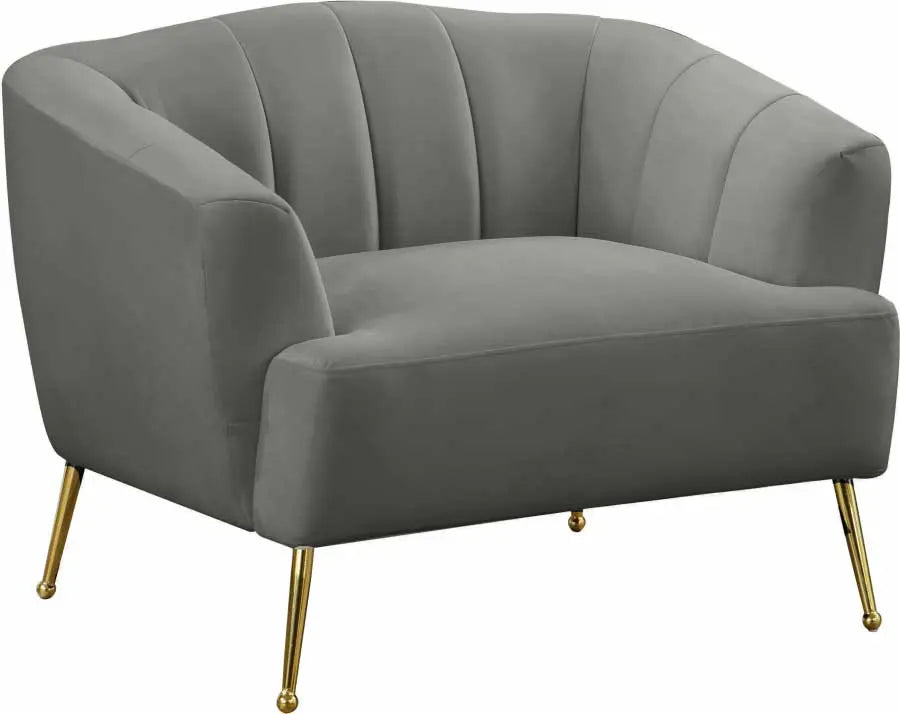Meridian Furniture - Tori Velvet Chair In Grey - 657Grey-C
