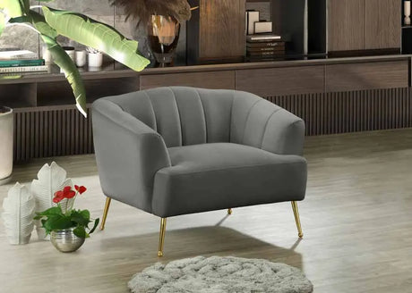 Meridian Furniture - Tori Velvet Chair In Grey - 657Grey-C