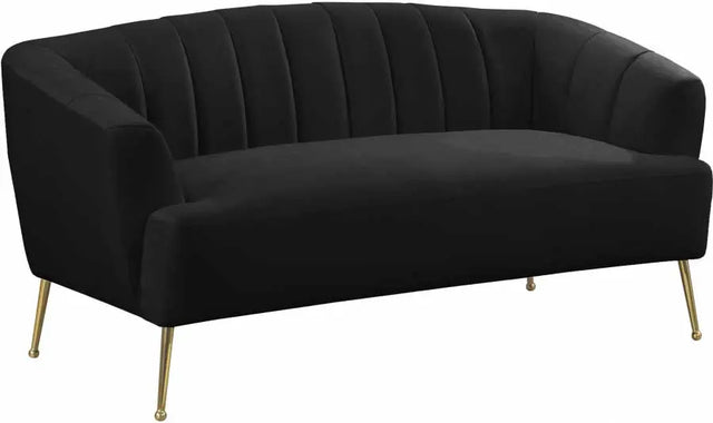 Meridian Furniture - Tori Velvet Loveseat In Black - 657Black-L