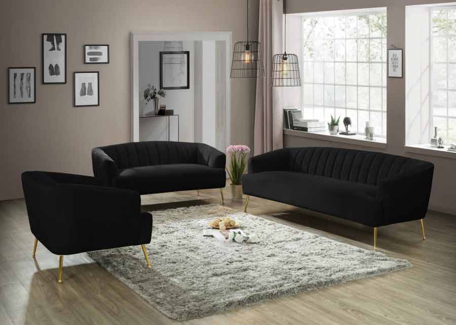 Meridian Furniture - Tori Velvet Loveseat In Black - 657Black-L