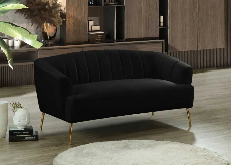 Meridian Furniture - Tori Velvet Loveseat In Black - 657Black-L