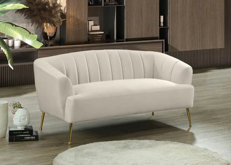 Meridian Furniture - Tori Velvet Loveseat In Cream - 657Cream-L