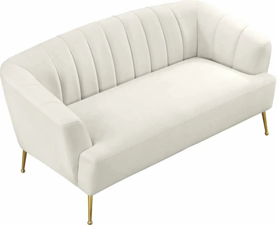 Meridian Furniture - Tori Velvet Loveseat In Cream - 657Cream-L