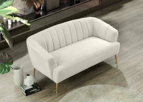 Meridian Furniture - Tori Velvet Loveseat In Cream - 657Cream-L