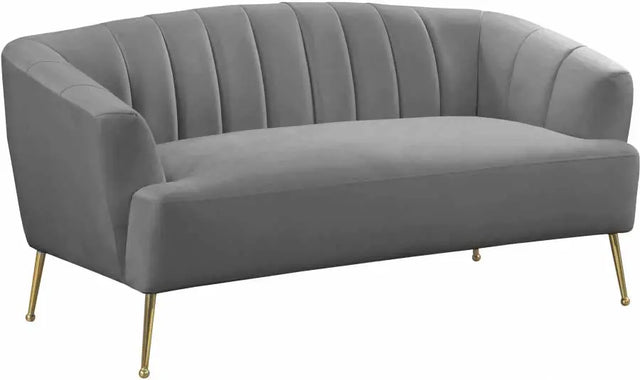 Meridian Furniture - Tori Velvet Loveseat In Grey - 657Grey-L