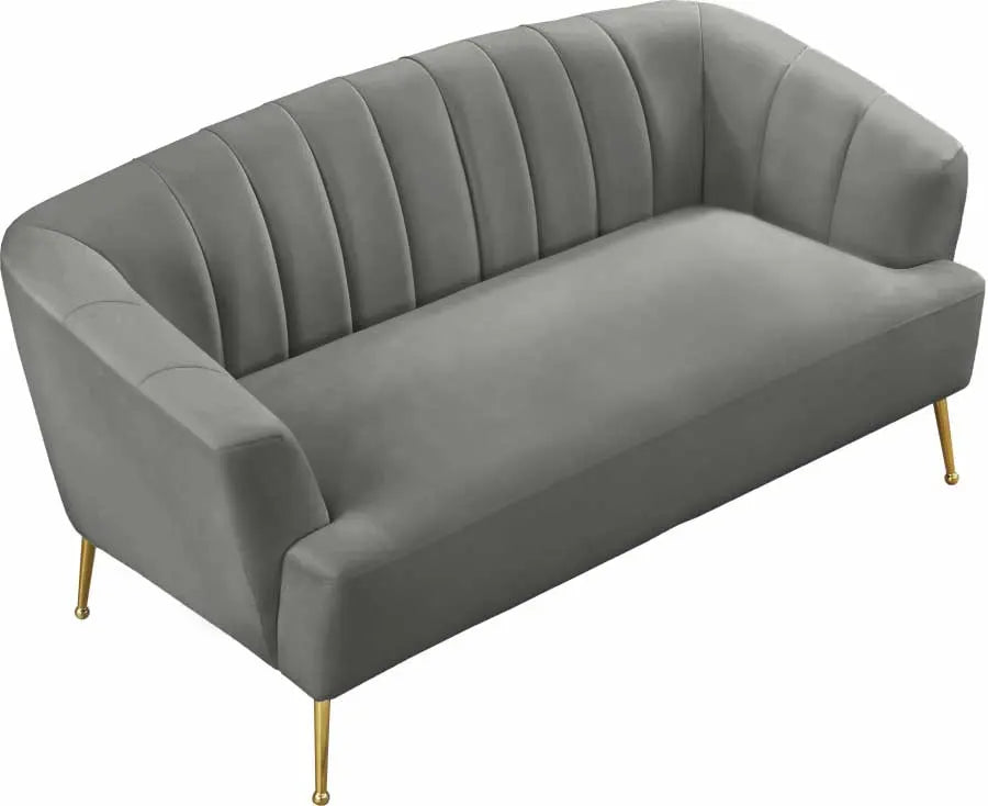 Meridian Furniture - Tori Velvet Loveseat In Grey - 657Grey-L