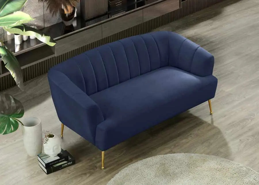 Meridian Furniture - Tori Velvet Loveseat In Navy - 657Navy-L