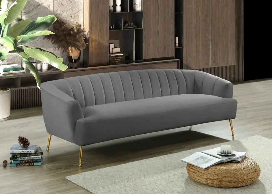 Meridian Furniture - Tori Velvet Sofa In Grey - 657Grey-S