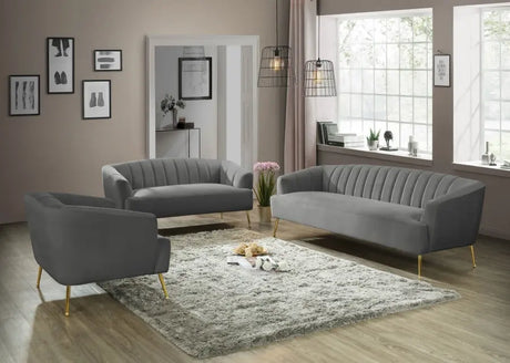 Meridian Furniture - Tori Velvet Sofa In Grey - 657Grey-S