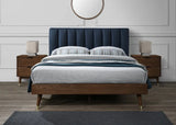 Meridian Furniture - Vance Polyester Linen King Bed In Navy - Vancenavy-K