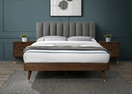 Meridian Furniture - Vance Polyester Linen Queen Bed In Grey - Vancegrey-Q