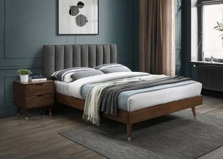 Meridian Furniture - Vance Polyester Linen Queen Bed In Grey - Vancegrey-Q